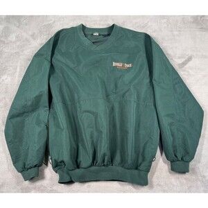 Buffalo Trace V-Neck Windbreaker Mens Green Medium Logo Bourbon KY